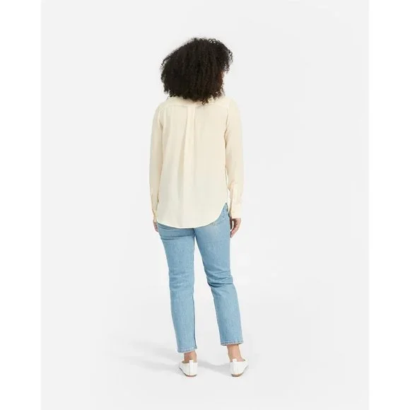 Everlane Womens The Clean Silk Relaxed Shirt Long Sleeve Pale Yellow 0 - Picture 2 of 7